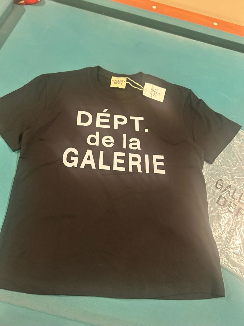 Gallery Dept Black Tee with White "DÉPT. de la GALERIE" Graphic